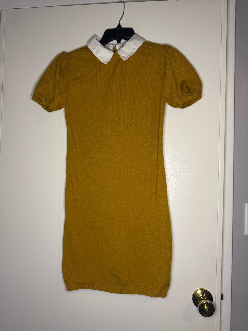 Forever 21 Mustard Knit Mini Dress with White Collar